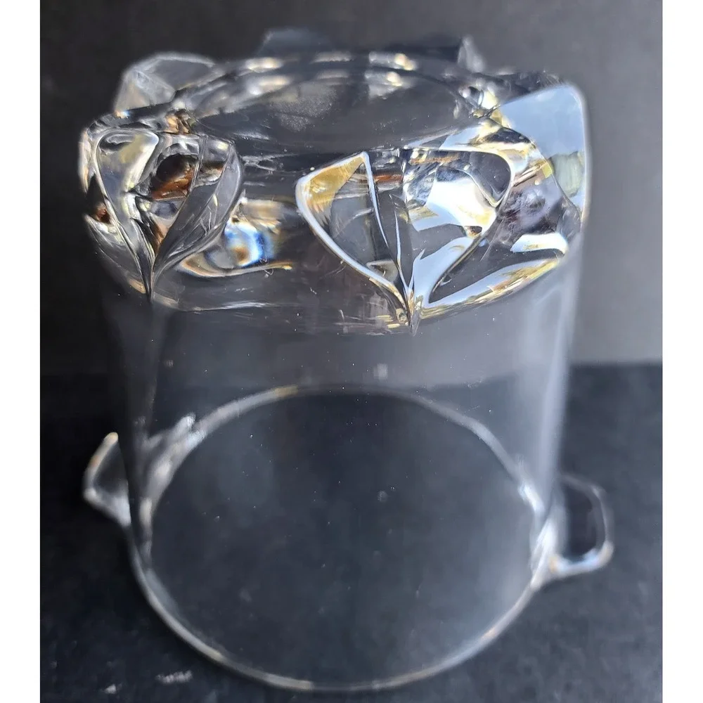 Vintage Made in Italy 1960's‎ Clear Glass Ice Bucket Faceted Base Tab Handles